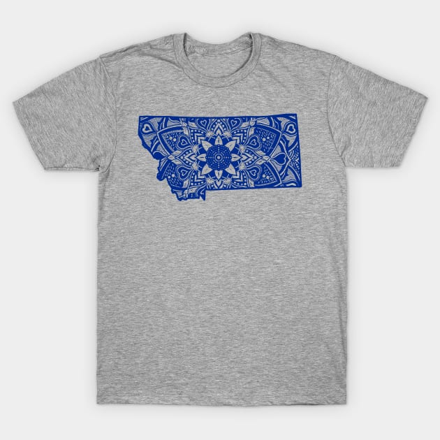 Blue Montana State Gift Mandala Yoga MN Art T-Shirt by Get Hopped Apparel